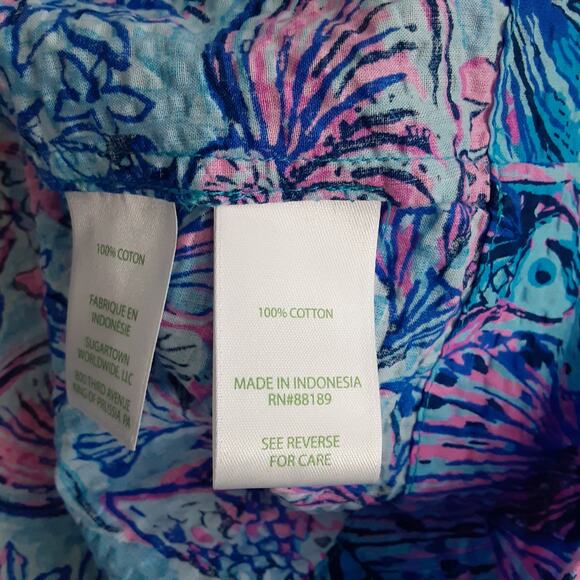 Lilly Pulitzer Rilynn Top Long Sleeve Cotton Breakwater Blue Shells N Bells L - Picture 5 of 9